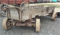 Mid size wooden wagon with solid wood wheels