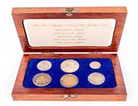 Coin Silver Olympic Coins in Wooden Box