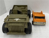 2 toy trucks