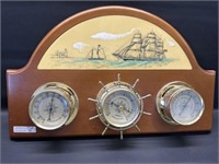 Vtg. Sunbeam Ship motif Thermometer, barometer