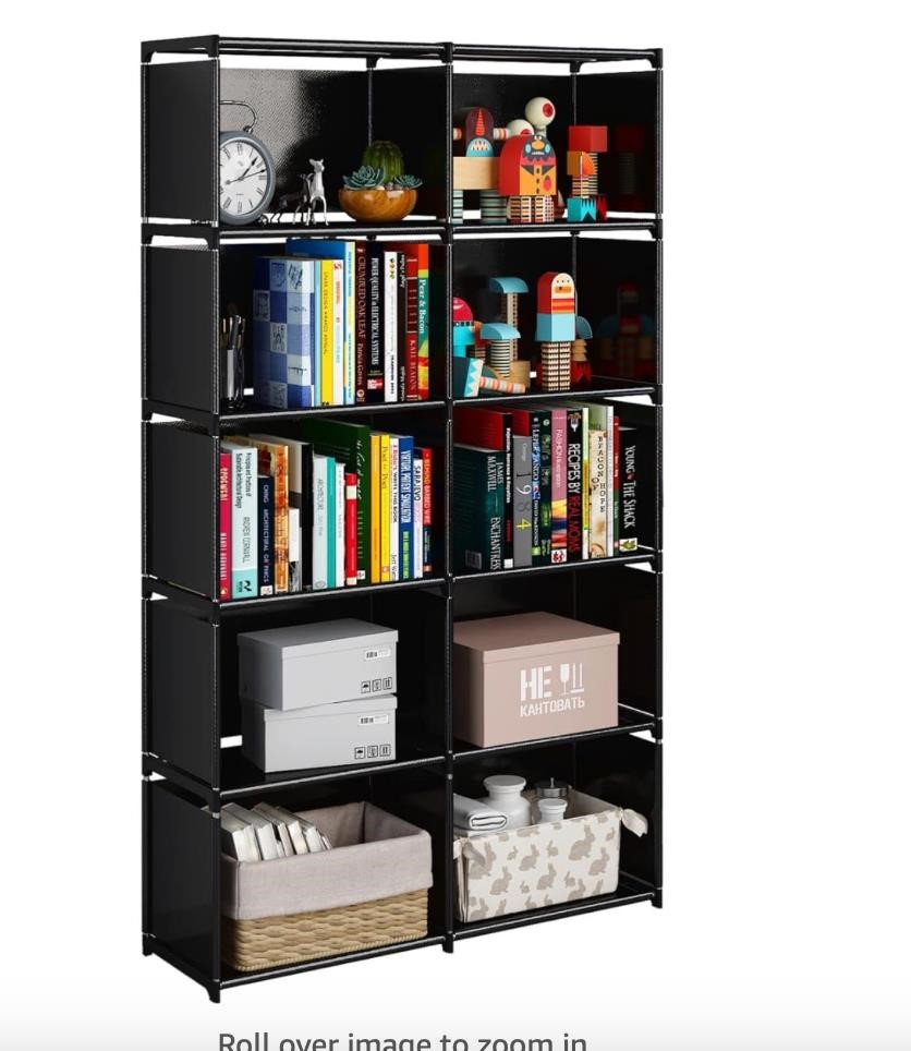 JIUYOTREE 6-Tiers Portable Bookshelf with Fabric