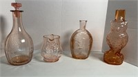 PINK DEPRESSION BOTTLE COLLECTION & PITCHER