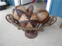 Decorative Balls in Metal Bowl