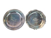 TWO COMMEMORATIVE SILVERPLATE DISHES