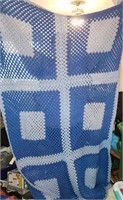 Vtg 60s MCM Square Hand Crochet Blanket