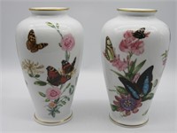 2 BUTTERFLY VASES: