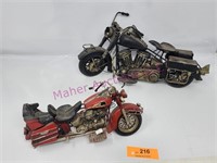 (2) Metal Folk Art Motorcycles