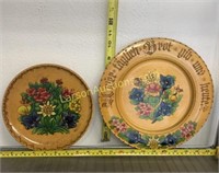 2 German wooden painted plates Bernam