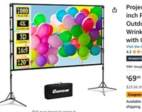 Projector Screen and Stand,GAINVANE 120 inch