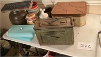 Ammo box, full of miscellaneous items, bell, lots