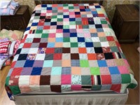 Handmade Quilt #77 Multi-Color Patchwork Cross-Sti