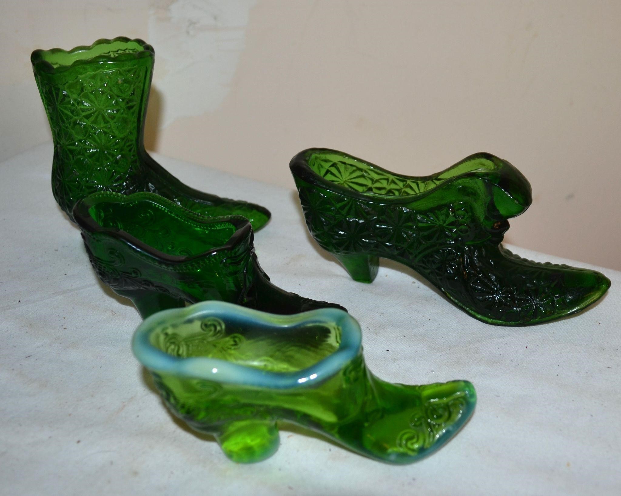 Green Art Glass Shoes