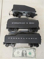 3 Vintage Lionel Tender Train Cars -