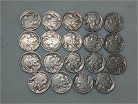 OF) 19 Buffalo nickels with dates