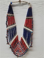 African ceremonial beaded necklace 32"l  ,pb