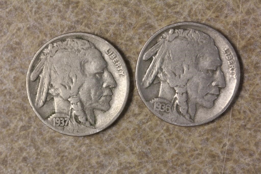 Lot of 2 Buffalo Nickels