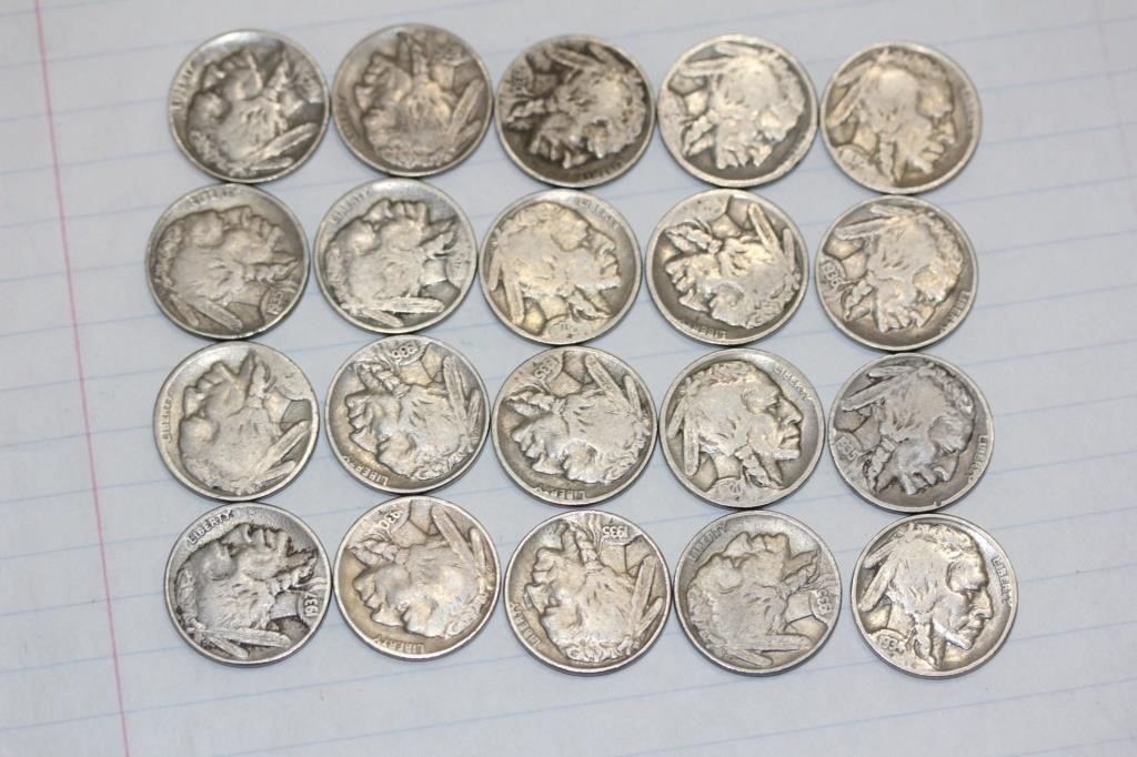 Lot of 20 Buffalo Nickels