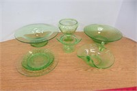 Large Green Depression Ware Glass Lot