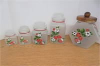 Very Nice Strawberry  Glass Canister Set