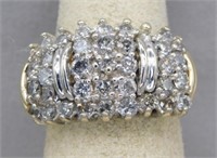 14K WIDE BAND WITH 1.00 CTTW DIAMONDS. SIZE 6.5.