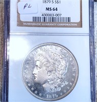 1879-S Morgan Silver Dollar NGC - MS 64 PL