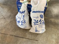 lot of large amount of coarse salt in bags