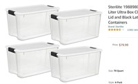 Sterilite  70 Quart Box Clear 4-Containers