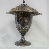 Antique compote with flower frog
