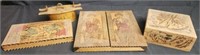 Estate lot of pyrography trinket boxes and more