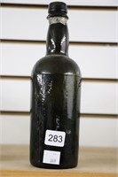 EARLY GLASS BEER BOTTLE 9"