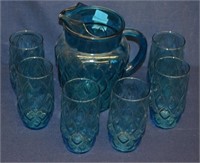 Vintage Blue 7pc Ice Tea Pitcher & Glasses