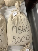 Bag of 5000 1956 D Wheat Pennies
