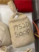 Bag of 5000 1952 D Wheat Pennies