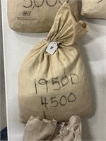 Bag of 4500 1950 D Wheat Pennies
