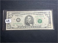 1974 $5 Bill Mixed Matched Serial  Number