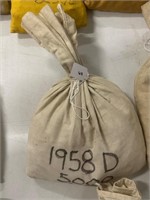 Bag of 5000 1958 D Wheat Pennies