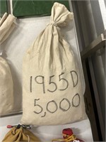 Bag of 5000 1955 D Wheat Pennies