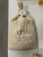 Bag of 2500 1956 D Wheat Pennies