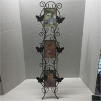 Metal Standing Picture Frame with 3 Pictures Slots