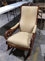 Oak Upholstered Sewing Rocking Chair