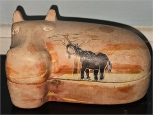 Hand Painted Heavy Hippo with Lid