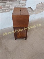 ANTIQUE OAK FILE BOX ON STAND