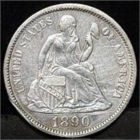 1890 Seated Liberty Silver Dime