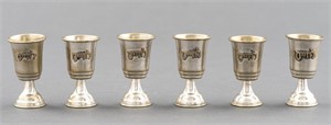 Judaica Silver Plate Kiddush Cups, 6