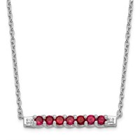 10 Kt Created Ruby Diamond Necklace