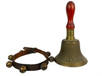 Vintage Brass School Bell & Sleigh Bells