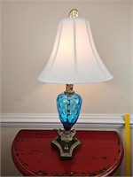 31" Blue Glass Table Lamp