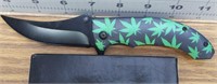 Marijuana leaf pocket knife