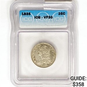 1835 Capped Bust Quarter ICG VF30