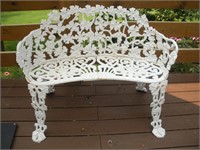 Wrought Iron Patio Bench   Width 38 Inches /